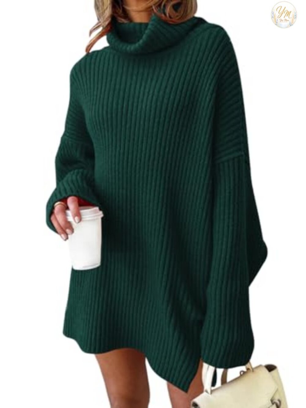 Oversized Knit Turtleneck Sweater Dress Plus Size